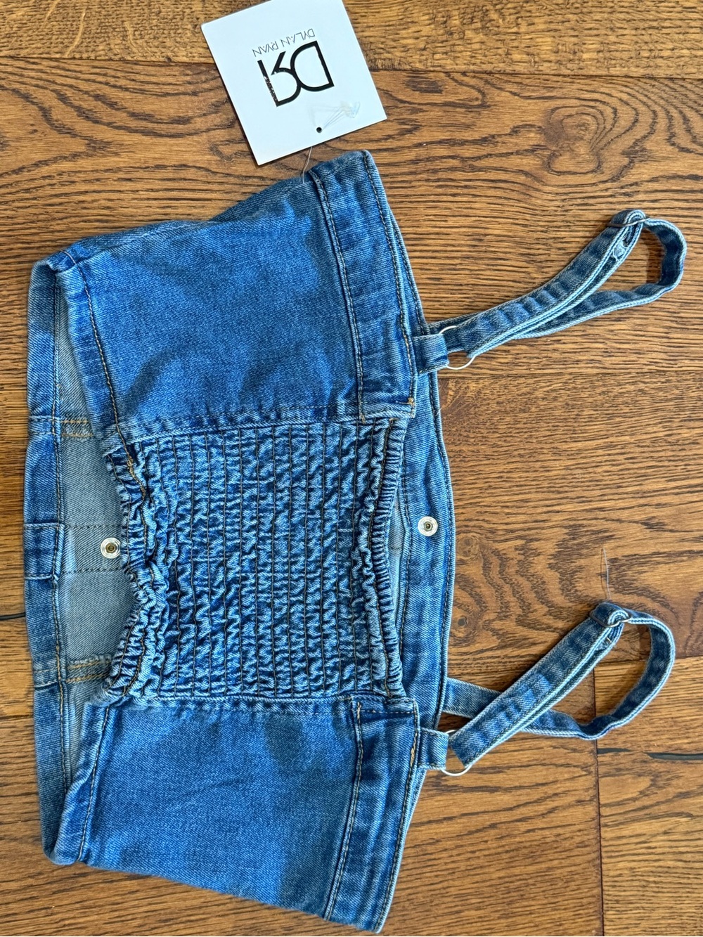 Dylan Ryan NYC Denim Smocked Crop Top Size Medium NWT - Picture 6 of 9